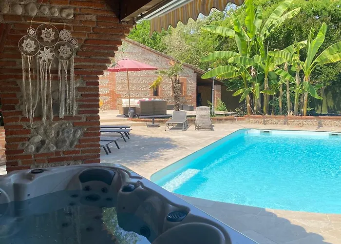 Maison Experience Proche Toulouse 10 Pers, Ambiance Unique Jacuzzi Piscine Bar Villa *